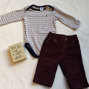 Janie and Jack onesie/corduroy pant set